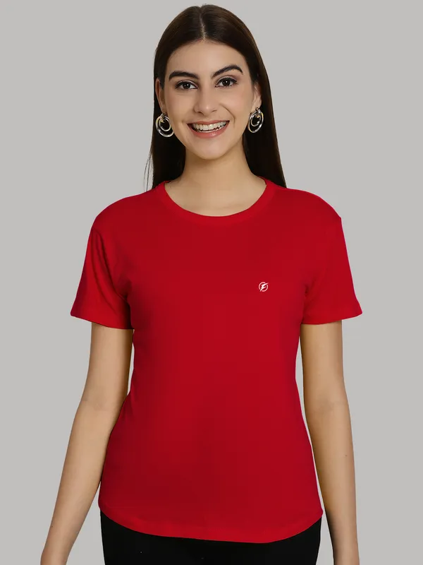 Pack_of_2_Red_&_Grey_Cotton_Round_Neck_T-Shirt_For_Women
