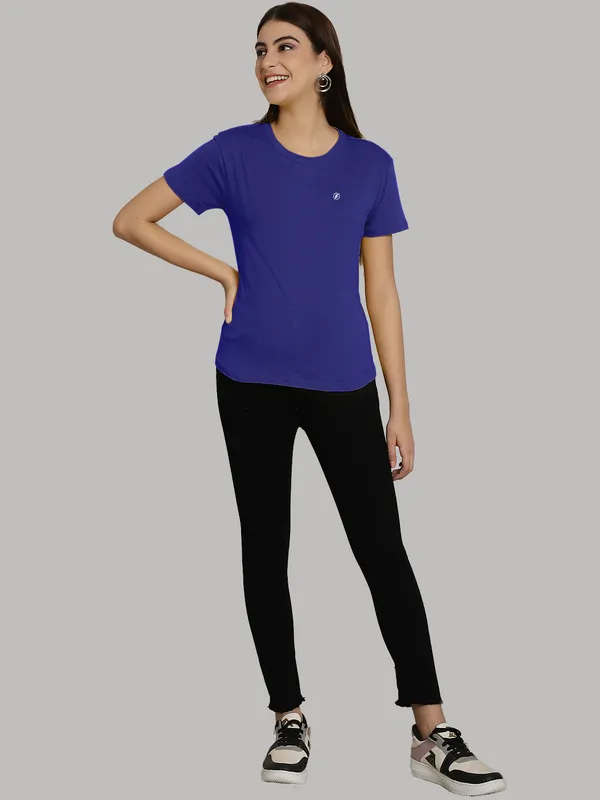 Pack_of_2_Grey_&_Blue_Cotton_Round_Neck_T-Shirt_For_Women