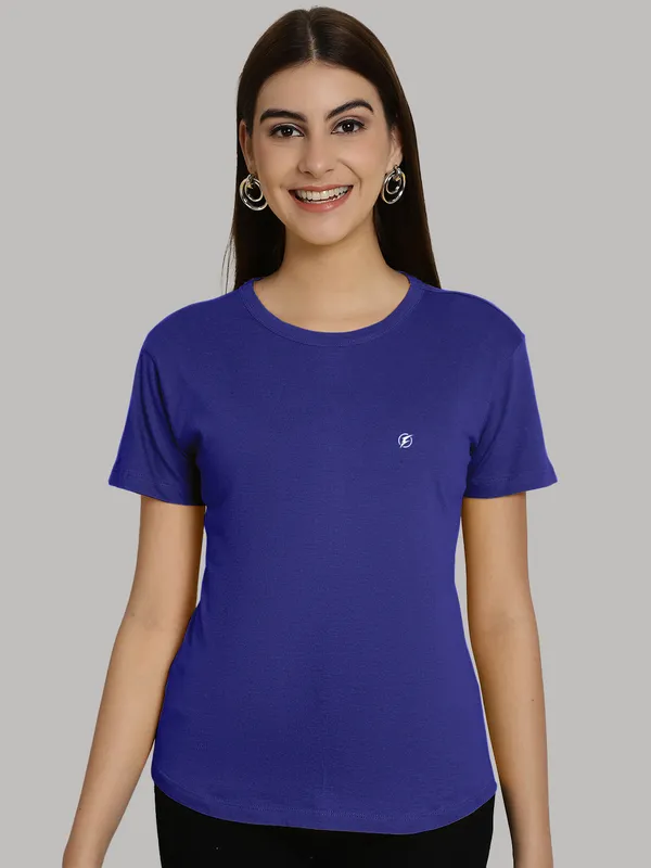 Pack_of_2_Blue_&_Orange_Cotton_Round_Neck_T-Shirt_For_Women