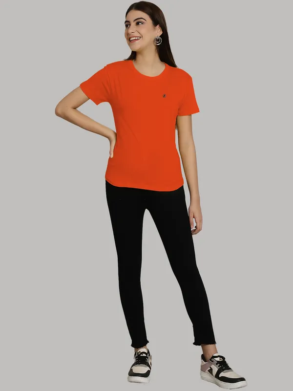 Pack_of_2_Blue_&_Orange_Cotton_Round_Neck_T-Shirt_For_Women