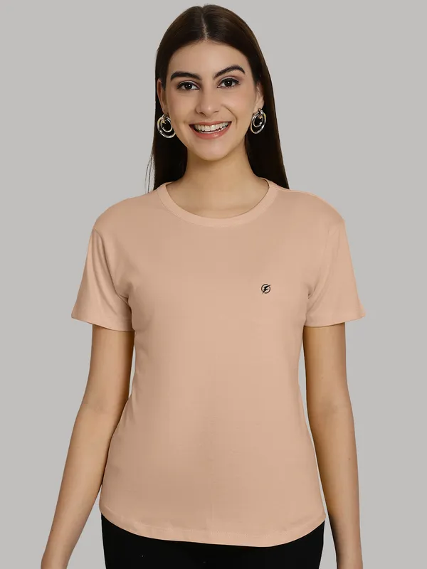 Pack_of_2_Yellow_&_Coral_Cotton_Round_Neck_T-Shirt_For_Women