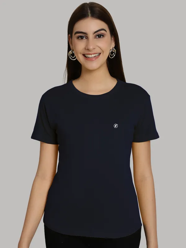 Pack_of_2_Maroon_&_Navy_Blue_Cotton_Round_Neck_T-Shirt_For_Women