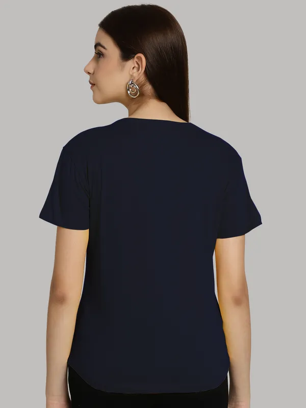 Pack_of_2_Navy_Blue_&_Grey_Cotton_Round_Neck_T-Shirt_For_Women