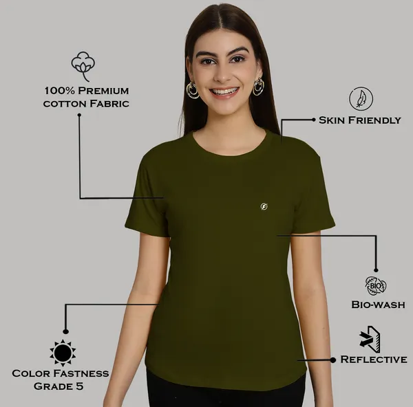 Pack_of_2_Turquoise_Blue_&_Olive_Green_Cotton_Round_Neck_T-Shirt_For_Women