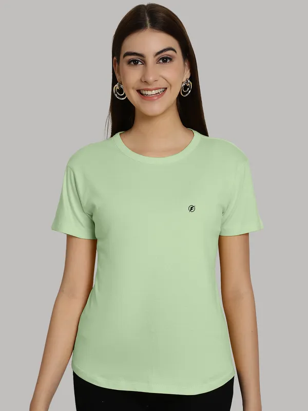 Pack_of_2_Sea_Green_&_Grey_Cotton_Round_Neck_T-Shirt_For_Women