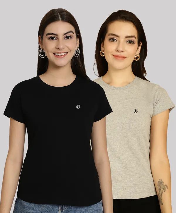 Pack_of_2_Black_&_Grey_Cotton_Round_Neck_T-Shirt_For_Women