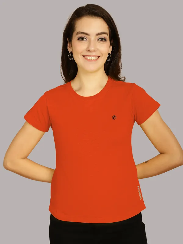 Pack_of_2_Black_&_Orange_Cotton_Round_Neck_T-Shirt_For_Women