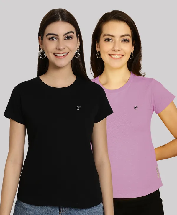 Pack_of_2_Black_&_Purple_Cotton_Round_Neck_T-Shirt_For_Women