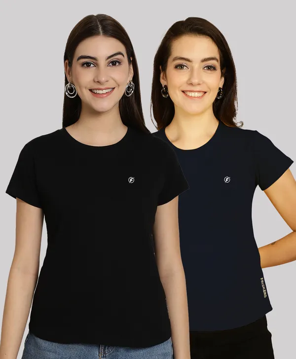 Pack_of_2_Black_&_Navy_Blue_Cotton_Round_Neck_T-Shirt_For_Women