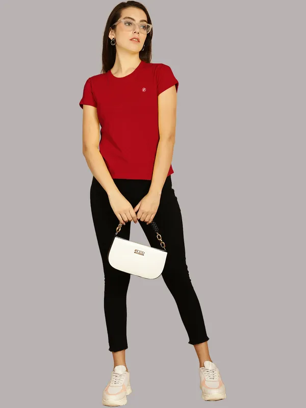 Pack_of_2_White_&_Red_Cotton_Round_Neck_T-Shirt_For_Women