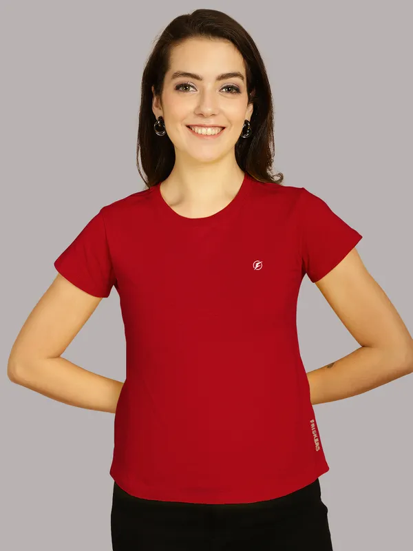 Pack_of_2_Red_&_Mustard_Cotton_Round_Neck_T-Shirt_For_Women