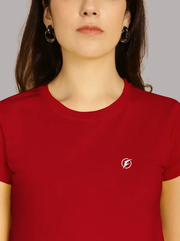 Pack_of_2_Red_&_Coral_Cotton_Round_Neck_T-Shirt_For_Women