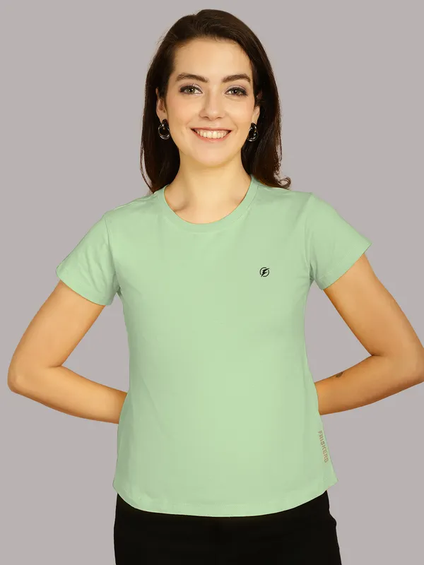 Pack_of_2_Blue_&_Sea_Green_Cotton_Round_Neck_T-Shirt_For_Women