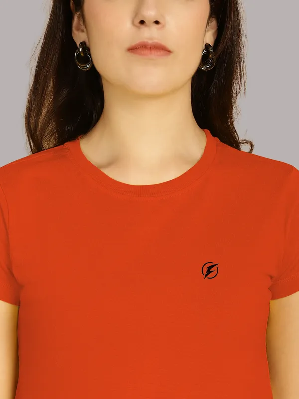 Pack_of_2_Orange_&_Maroon_Cotton_Round_Neck_T-Shirt_For_Women