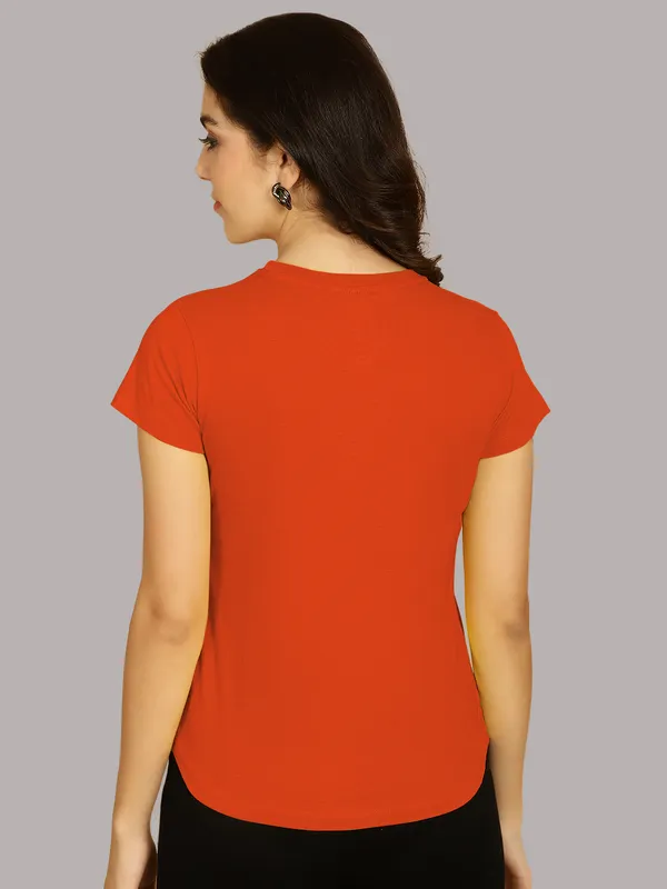 Pack_of_2_Orange_&_Coral_Cotton_Round_Neck_T-Shirt_For_Women