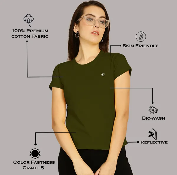 Pack_of_2_Orange_&_Olive_Green_Cotton_Round_Neck_T-Shirt_For_Women