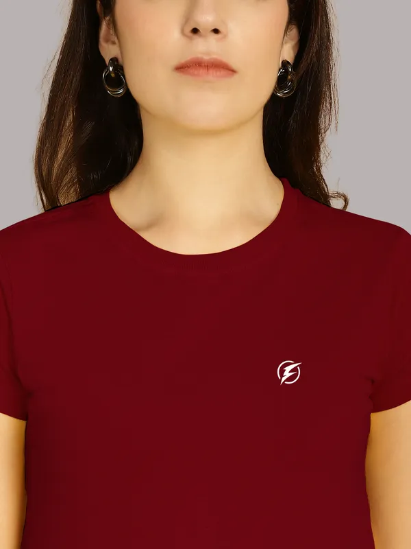Pack_of_2_Maroon_&_Mustard_Cotton_Round_Neck_T-Shirt_For_Women