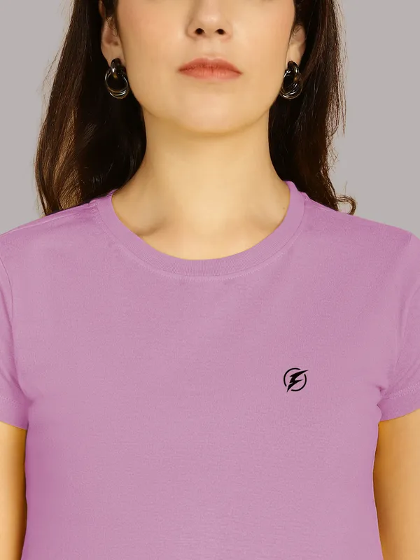 Pack_of_2_Purple_&_Turquoise_Blue_Cotton_Round_Neck_T-Shirt_For_Women