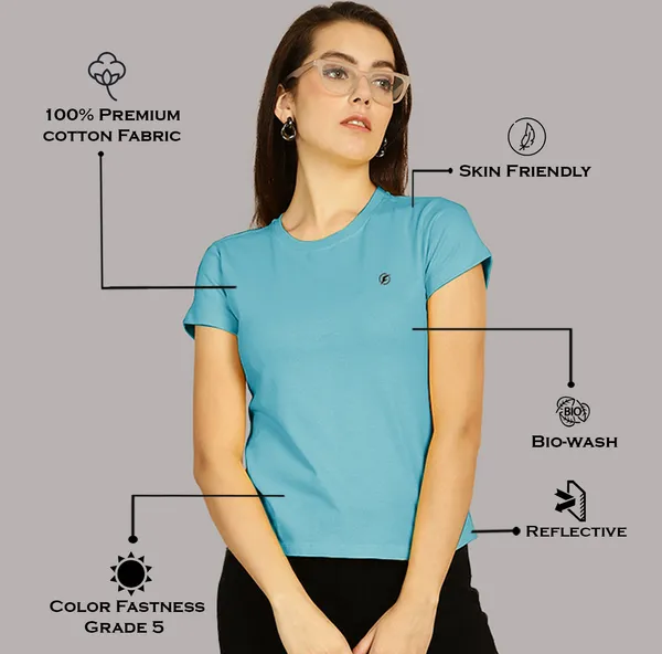 Pack_of_2_Purple_&_Turquoise_Blue_Cotton_Round_Neck_T-Shirt_For_Women