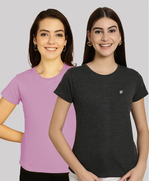 Pack_of_2_Purple_&_Grey_Cotton_Round_Neck_T-Shirt_For_Women