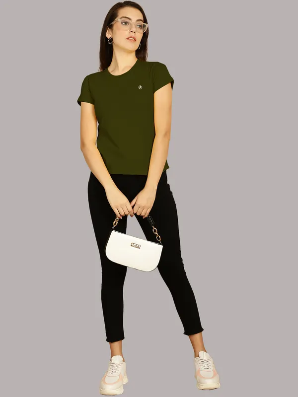 Pack_of_2_Navy_Blue_&_Olive_Green_Cotton_Round_Neck_T-Shirt_For_Women