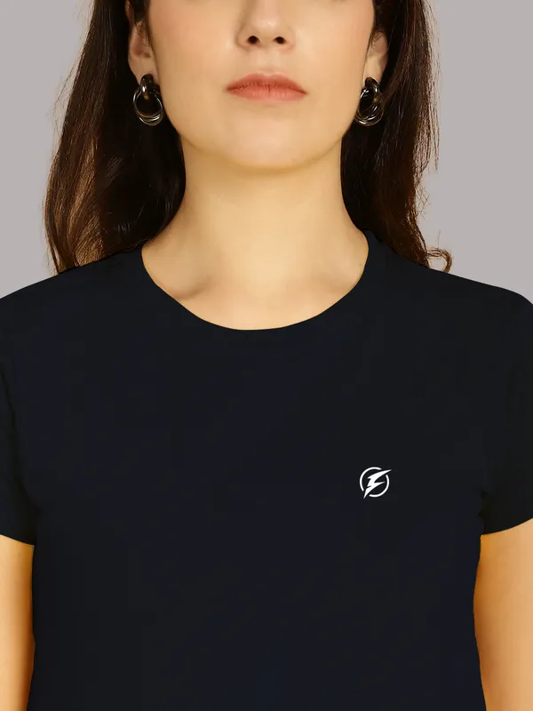 Pack_of_2_Navy_Blue_&_Grey_Cotton_Round_Neck_T-Shirt_For_Women