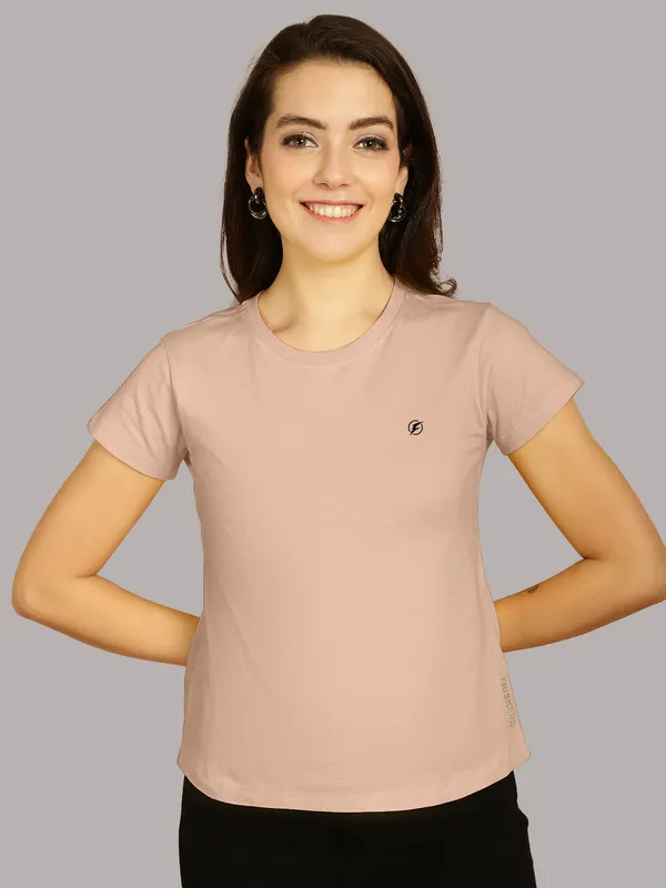 Pack_of_2_Turquoise_Blue_&_Coral_Cotton_Round_Neck_T-Shirt_For_Women