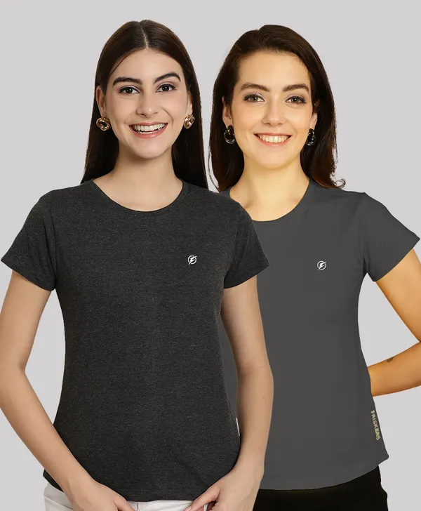Pack_of_2_Grey_&_Grey_Cotton_Round_Neck_T-Shirt_For_Women