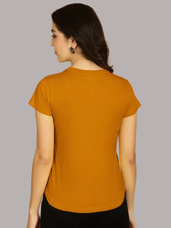 Pack_of_2_Mustard_&_Sea_Green_Cotton_Round_Neck_T-Shirt_For_Women