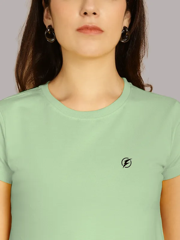 Pack_of_2_Sea_Green_&_Olive_Green_Cotton_Round_Neck_T-Shirt_For_Women