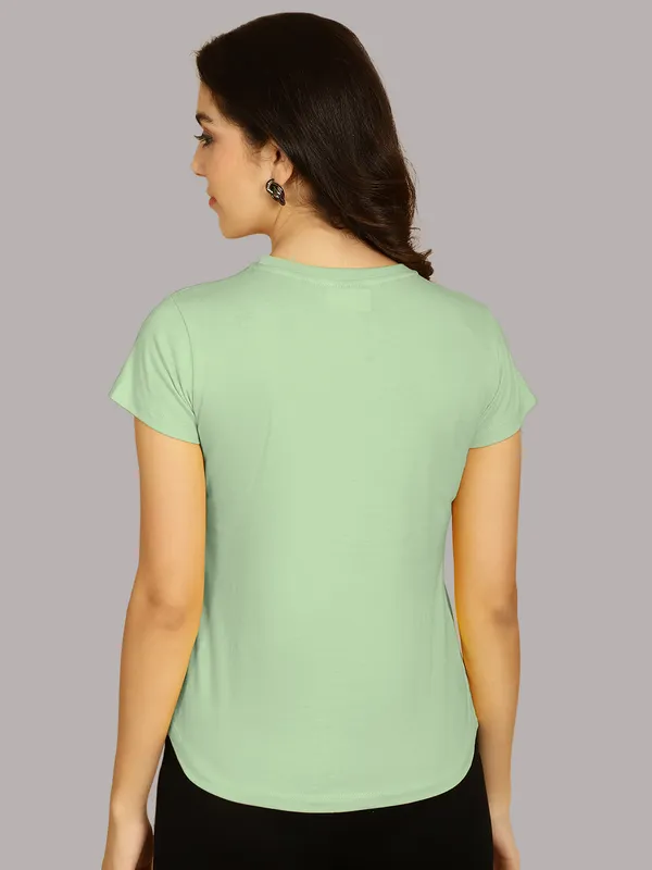 Pack_of_2_Sea_Green_&_Grey_Cotton_Round_Neck_T-Shirt_For_Women