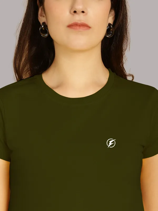 Pack_of_2_Olive_Green_&_Grey_Cotton_Round_Neck_T-Shirt_For_Women