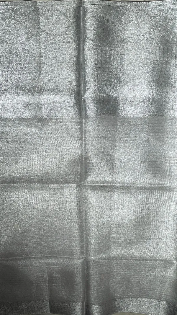 Humairah_Presents_Silver_Supernet_Banarasi_Tissue_Zari_Stripe_Skirt_Floral_Zari_Border_and_Contrast_Gold_Pallu_with_Silver_Blouse_Banarasi_Saree