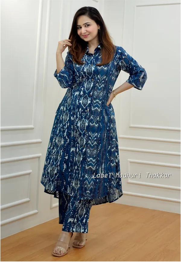 NAVY_BLUE_COTTON_PRINTED_FLORAL_CO-ORD_SET