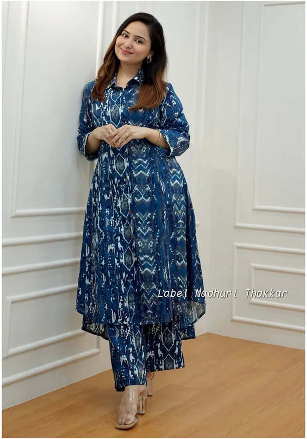 NAVY_BLUE_COTTON_PRINTED_FLORAL_CO-ORD_SET