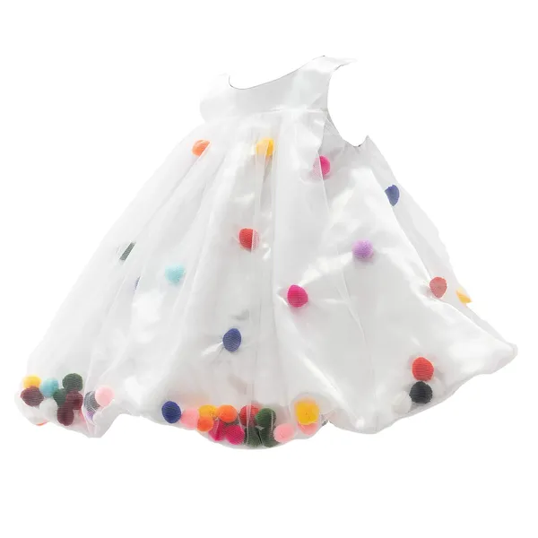 White_Solid_Round_Neck_Dress_For_Girls