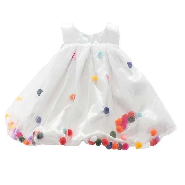 White_Solid_Round_Neck_Dress_For_Girls