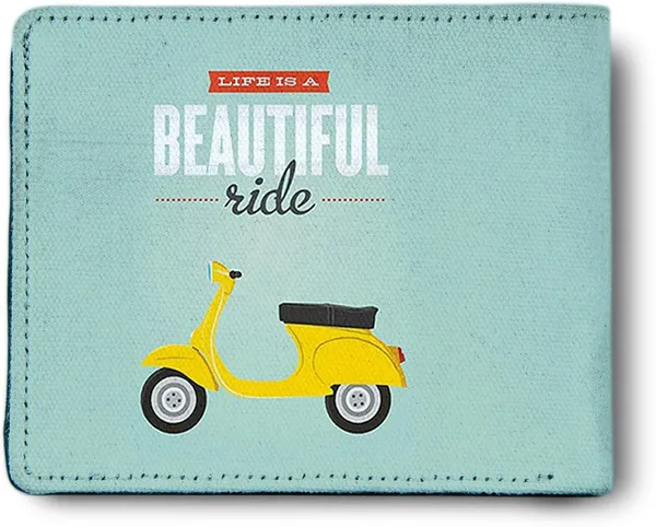 Blue_Men'S_Wallet_Scooter_With_Life_Quote_Printed_Pu_Leather_Wallet_For_Men'S/Boy'S