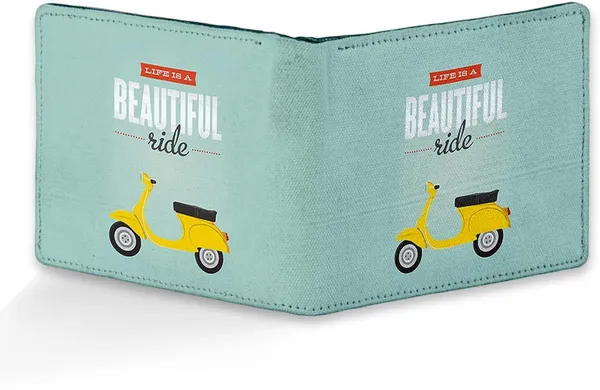 Blue_Men'S_Wallet_Scooter_With_Life_Quote_Printed_Pu_Leather_Wallet_For_Men'S/Boy'S