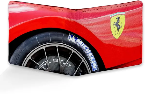 Red_Men'S_Wallet_Wheel_&_Logo_Printed_Pu_Leather_Wallet_For_Men'S/Boy'S