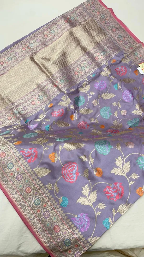 Humairah__Pure_Handwoven_Katan_Silk_Light_Purple_Kadhwa_Minakari_Floral_Boota_Jangla_Jaal_with_Kadhwa_Pallu_Zari_Border_and_Peach_Kadhwa_Blouse