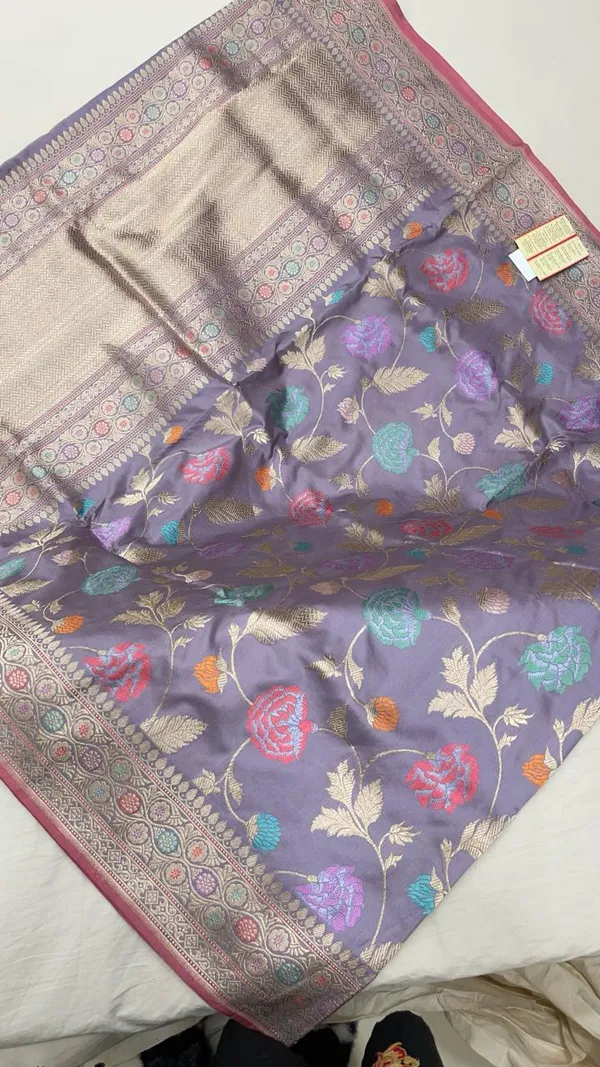 Humairah__Pure_Handwoven_Katan_Silk_Light_Purple_Kadhwa_Minakari_Floral_Boota_Jangla_Jaal_with_Kadhwa_Pallu_Zari_Border_and_Peach_Kadhwa_Blouse