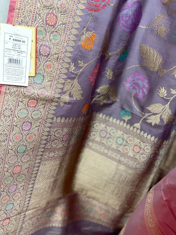 Humairah__Pure_Handwoven_Katan_Silk_Light_Purple_Kadhwa_Minakari_Floral_Boota_Jangla_Jaal_with_Kadhwa_Pallu_Zari_Border_and_Peach_Kadhwa_Blouse