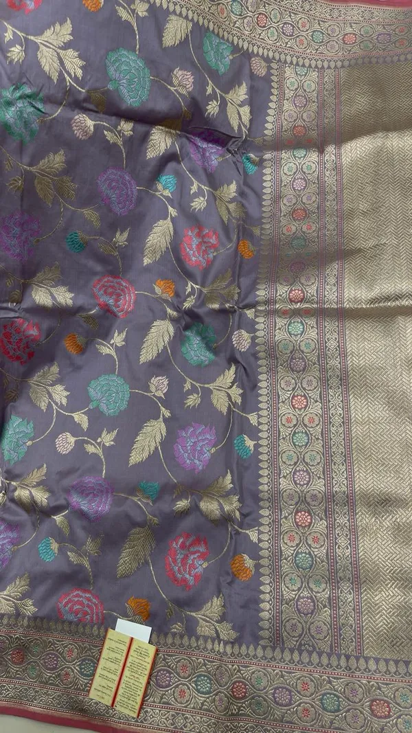 Humairah__Pure_Handwoven_Katan_Silk_Light_Purple_Kadhwa_Minakari_Floral_Boota_Jangla_Jaal_with_Kadhwa_Pallu_Zari_Border_and_Peach_Kadhwa_Blouse