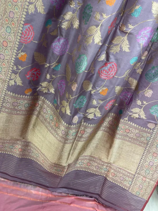 Humairah__Pure_Handwoven_Katan_Silk_Light_Purple_Kadhwa_Minakari_Floral_Boota_Jangla_Jaal_with_Kadhwa_Pallu_Zari_Border_and_Peach_Kadhwa_Blouse