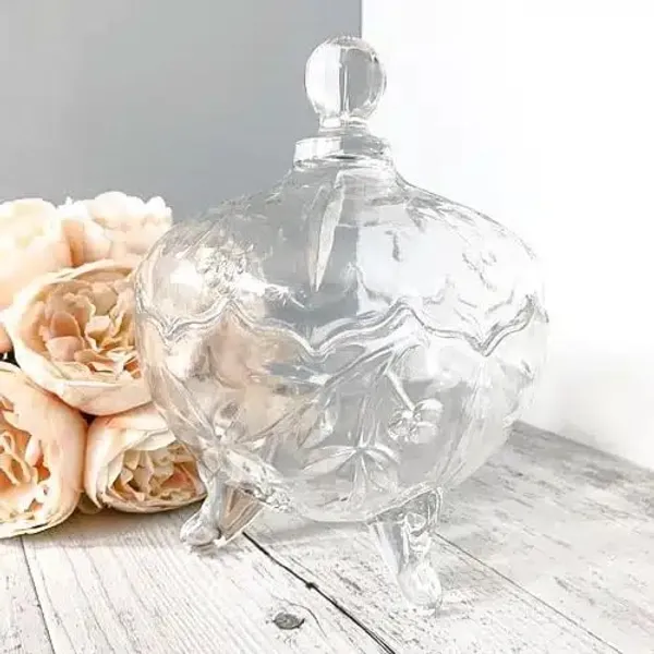 premium_Glass_Candy_Dish_with_Lid,_Crystal_Candy_Jar,_Cookie_Jar,_Flower_Decorative_Candy_Bowl