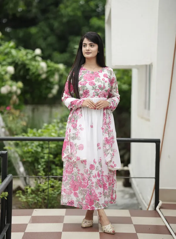 White_Casual_Georgette_Maxi_Full_Length_Ethnic_Wear_For_Women
