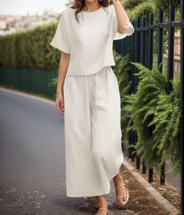 White_Trendy_Design_Cotton_Co-Ord_Set_For_Women