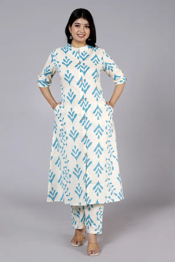 White_Cotton_Blend_Ethnic_Kurta_And_Pant_Set_|_Push_Premium_For_Women