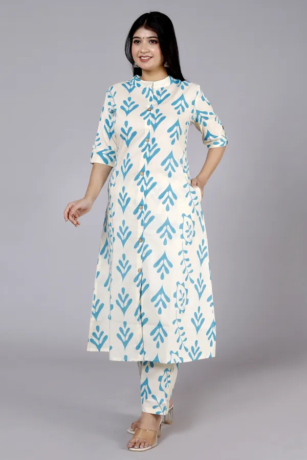 White_Cotton_Blend_Ethnic_Kurta_And_Pant_Set_|_Push_Premium_For_Women